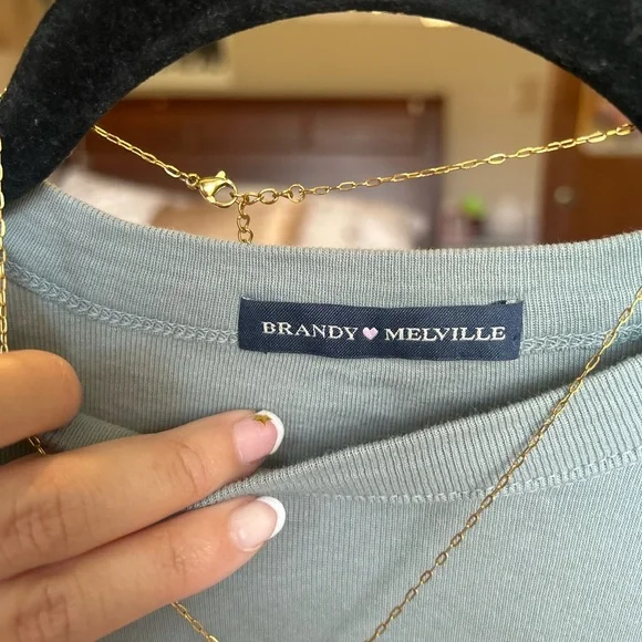 Brandy Melville Light Blue Crew Neck Top - Picture 2 of 2